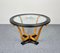 Art Deco Wood & Glass Round Coffee Side Table, Italy, 1940s 2