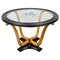 Art Deco Wood & Glass Round Coffee Side Table, Italy, 1940s, Image 1