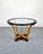 Art Deco Wood & Glass Round Coffee Side Table, Italy, 1940s 8