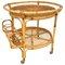 Bamboo & Rattan Round Serving Bar Cart Trolley, Italy, 1960s 1