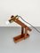 Lampada da tavolo regolabile in legno e ottone, Italia, anni '60, Immagine 5