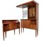 Mueble bar Mid-Century moderno de madera, espejo y vidrio, años 60, Imagen 1