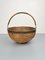 Large Italian Rattan & Brass Basket, 1970s 2