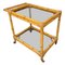 Bamboo Rattan & Smoked Glass Bar Serving Cart Trolley, Italy, 1960s, Image 1