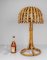 Lámpara de mesa hongo de bambú y ratán, años 60, Imagen 3