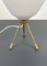 Lámpara de mesa trípode de latón y vidrio opalino, años 60, Imagen 7