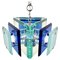 Blue Glass & Chrome Chandelier from Lupi Cristal Luxor, Italy, 1970s, Image 1