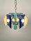 Blue Glass & Chrome Chandelier from Lupi Cristal Luxor, Italy, 1970s 6