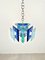 Lámpara de araña de vidrio azul y cromo de Lupi Cristal Luxor, Italy, años 70, Imagen 3