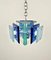 Blue Glass & Chrome Chandelier from Lupi Cristal Luxor, Italy, 1970s 10