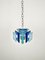 Blue Glass & Chrome Chandelier from Lupi Cristal Luxor, Italy, 1970s 5