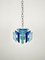 Blue Glass & Chrome Chandelier from Lupi Cristal Luxor, Italy, 1970s, Image 5