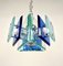 Lámpara de araña de vidrio azul y cromo de Lupi Cristal Luxor, Italy, años 70, Imagen 8