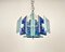 Blue Glass & Chrome Chandelier from Lupi Cristal Luxor, Italy, 1970s, Image 9