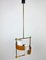 Opaline Glass Teak & Brass Pendant Light, Italy, 1960s, Image 3