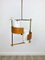 Opaline Glass Teak & Brass Pendant Light, Italy, 1960s 2