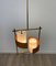 Opaline Glass Teak & Brass Pendant Light, Italy, 1960s, Image 5