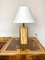 Travertine Walnut & Brass Table Lamp, Italy, 1970s 4