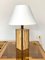 Travertine Walnut & Brass Table Lamp, Italy, 1970s, Image 2