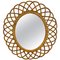 Rattan & Bamboo Wall Mirror, Italy, 1960s 1