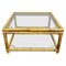 Bamboo, Glass & Brass Coffee Side Table, Italy, 1970s, Image 1