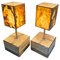 Alabaster Side Table & Lamp by Tommaso Barbi, Italy, 1970s, Set of 2 3