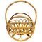 Bamboo & Rattan Round Magazine Rack Stand, Italy, 1960s, Image 1