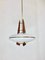 Italian Teak, Brass & Opaline Glass Pendant Light, Image 3