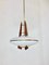 Lámpara colgante italiana de teca, latón y vidrio opalino, Imagen 3