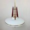 Italian Teak, Brass & Opaline Glass Pendant Light, Image 4