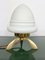 Space Age Dreibein Tischlampe aus Opalglas & Messing von Angelo Lelli, 1960er 4