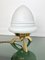 Lampe de Bureau Tripode Space Age en Verre Opalin et Laiton par Angelo Lelli, 1960s 2