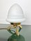 Space Age Dreibein Tischlampe aus Opalglas & Messing von Angelo Lelli, 1960er 2