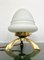 Space Age Dreibein Tischlampe aus Opalglas & Messing von Angelo Lelli, 1960er 8