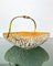 Walnut Wood & Brass Bowl Basket Centrepiece by Aldo Tura for Macabo, Italy, 1950s 5