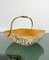 Walnut Wood & Brass Bowl Basket Centrepiece by Aldo Tura for Macabo, Italy, 1950s 10