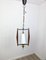 Lámpara colgante italiana de teca y vidrio opalino, años 60, Imagen 4