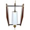 Lámpara colgante italiana de teca y vidrio opalino, años 60, Imagen 1