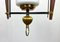 Lámpara colgante italiana de teca y vidrio opalino, años 60, Imagen 7