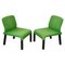 Green Plastic Fabric Armchairs, Italy, 1970s, Set of 2 1