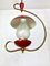 Green & Red Metal & Brass Pendant Light, Italy, 1950s, Set of 2 6