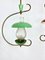 Lámpara colgante italiana de latón y metal verde y rojo, años 50. Juego de 2, Imagen 5