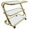 Glass & Golden Metal Serving Cart Trolley by Morex, Italy, 1980s 1