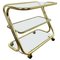 Glass & Golden Metal Serving Cart Trolley by Morex, Italy, 1980s, Image 1