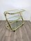 Glass & Golden Metal Serving Cart Trolley by Morex, Italy, 1980s 2