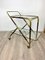 Brass Mahogany & Glass Bar Serving Cart Trolley by Cesare Lacca, Italy, 1950s 3