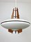 Teak, Brass & Opaline Glass Ceiling Lamp from Stilnovo, Italy, 1960s 3