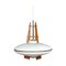 Teak, Brass & Opaline Glass Ceiling Lamp from Stilnovo, Italy, 1960s 1