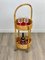 Bamboo & Rattan Round Service Side Bar Cart, Italy, 1960s, Image 7