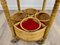 Bamboo & Rattan Round Service Side Bar Cart, Italy, 1960s, Image 14